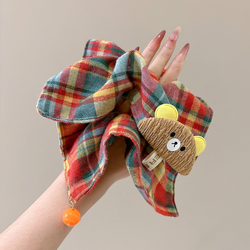 alto valor de color toallas cuadradas de color anillo de cabello de caballo de caballo baja cuerda de cabeza de intestino grueso lindo oso fresco adornamiento de cabello literario