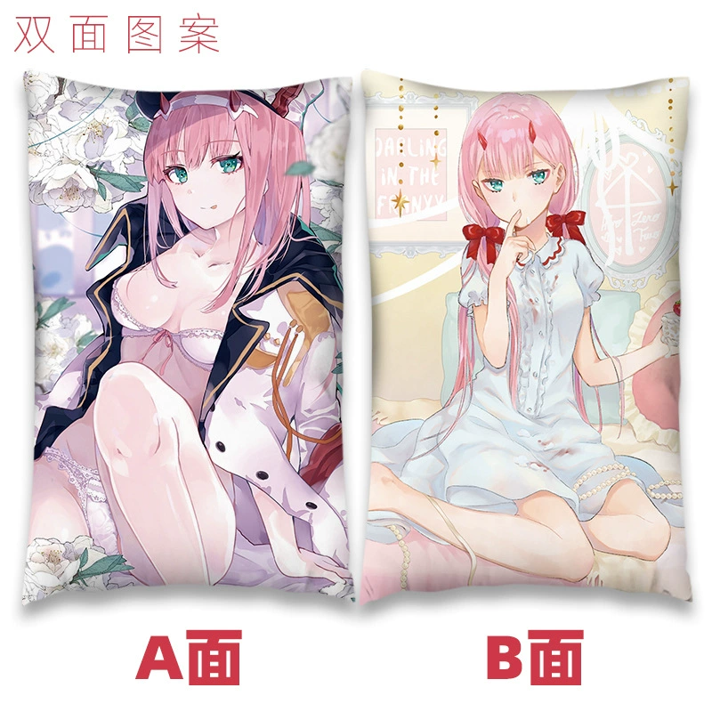 02 Аниме подушка Darling in the Franxx Окружение квадрат половина тела двусторонняя и другая часть тела прислонена к подушке
