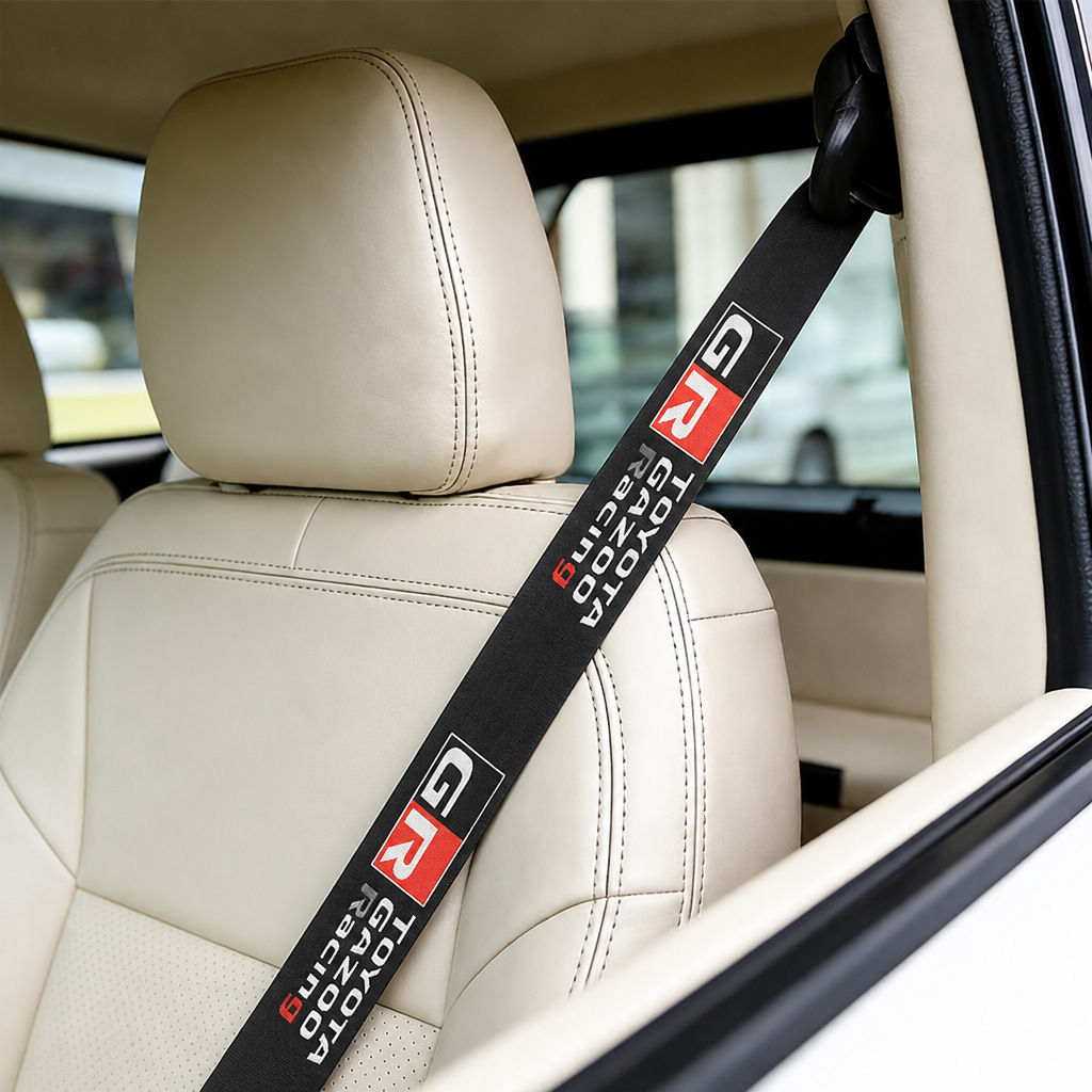 JDM universal car seat belts with logos, high-quality nylon seat belts, suitable for most cars, and available for drop shipping