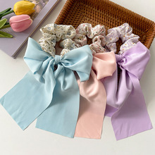 Verano francés bufandas de seda de arco correa de cabello flotante anillo de cabello de intestino grueso ligado cuerda de cabello suave adornamiento de cabello