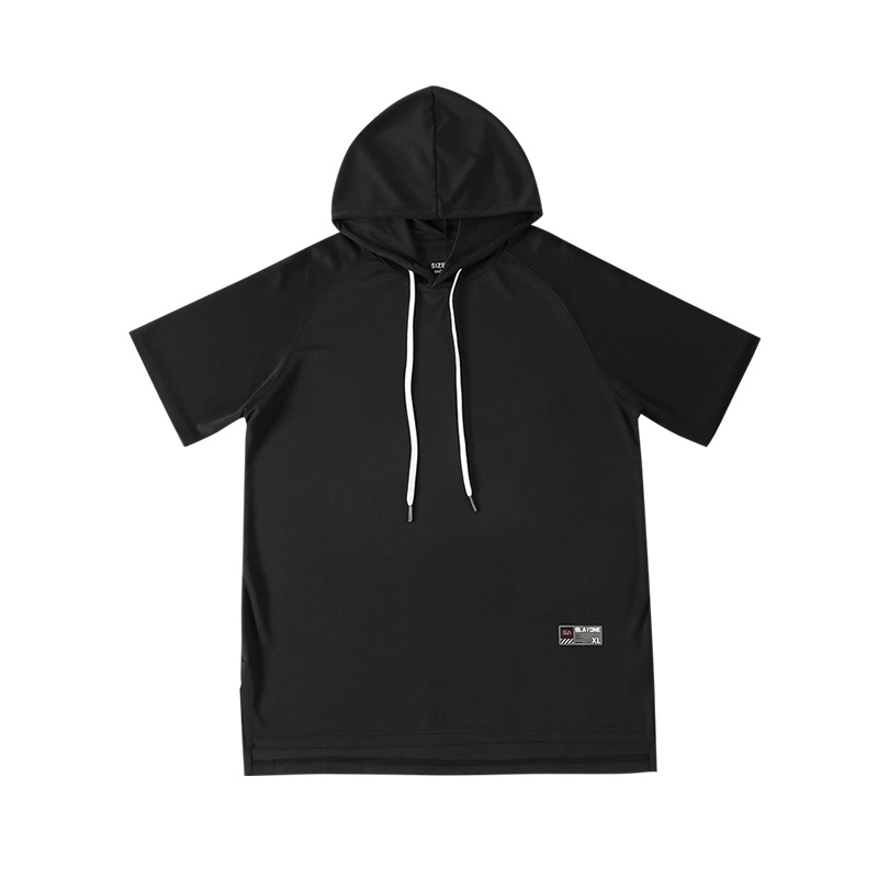 Camiseta con capucha de los hombres de manga corta color sólido Deportes de verano moda Ins con capucha hip hop media manga camiseta de moda Marca Ropa de hombre