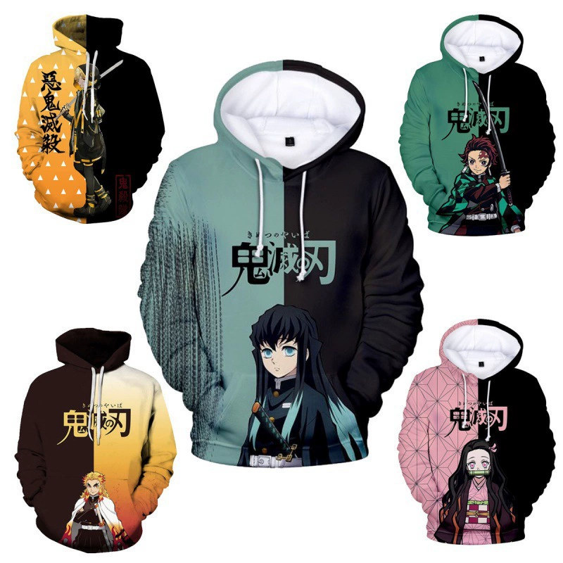 2022 день диффузная Косплей Анимация вокруг Ghost Kill blade 3D цифровая печать свитер с капюшоном Повседневный Кардиган