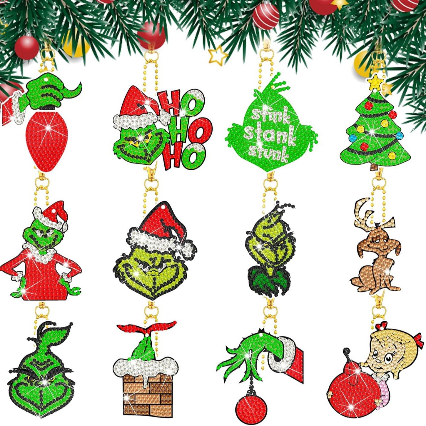 Pintura de Diamantes Navideña 2025, Pintura de Diamantes de Halloween, Llavero DIY Hecho a Mano, Fabricante de Origen Transfronterizo