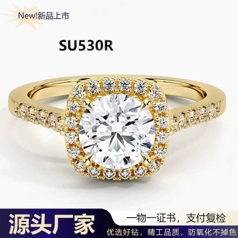 Кольцо с бриллиантом из 18-каратного золота, обручальное кольцо D цвета VVS, круглый лабораторный искусственный бриллиант, серебро s925, позолоченный муассанит