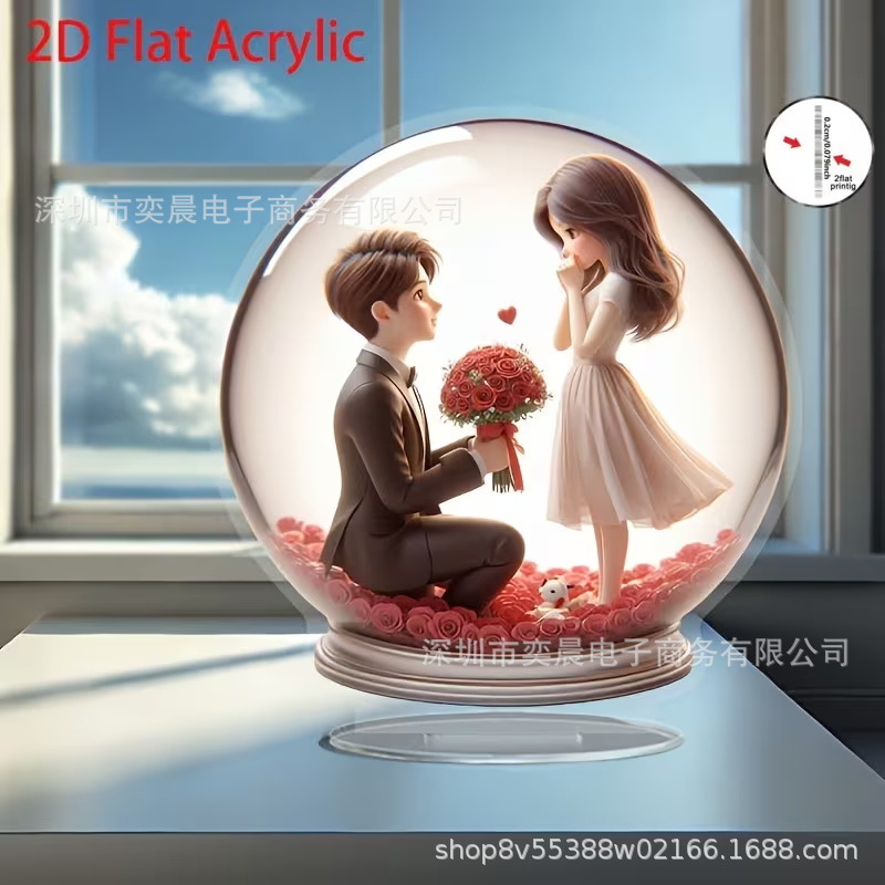 Colgante transfronterizo nuevo producto creativo romántico boda acrílico decoración plana para el hogar decoración de la sala de estar del dormitorio Día de San Valentín