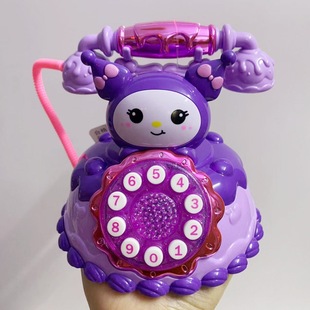 Children's Telephone Retro Cartoon Landline Early Education Educational Story Machine Mode Light Music Male and Female Baby Toys