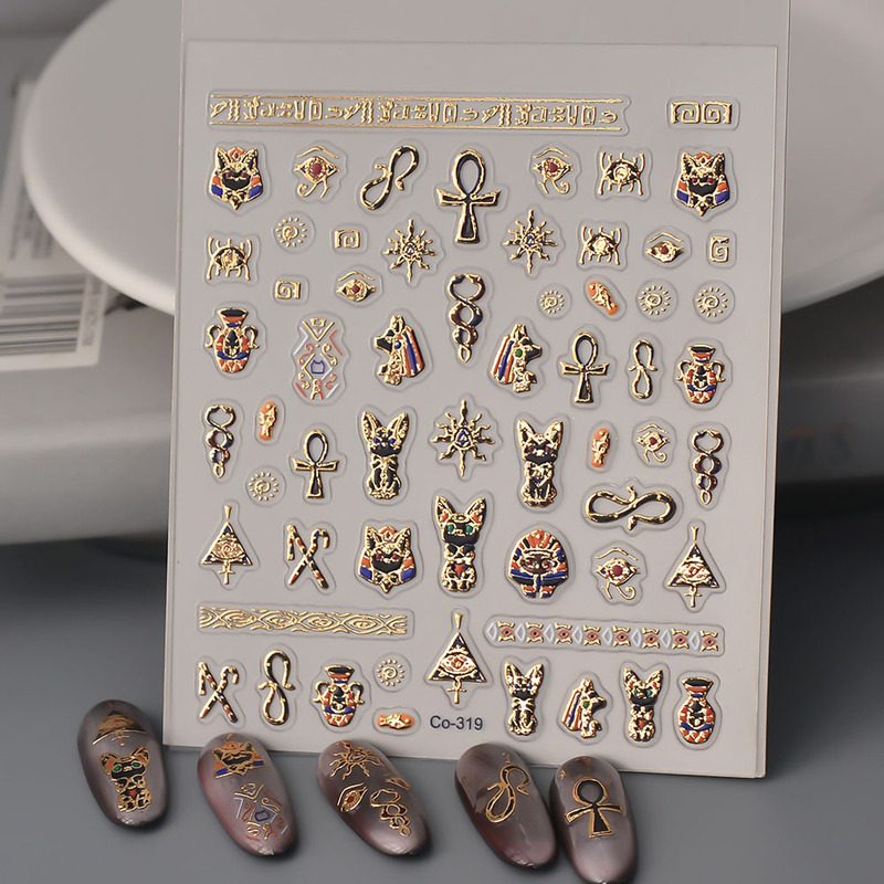 Exotic Manicure Egyptian Myth Totem Wear Armor DIY Decorative Sticker Four Mans Star Eye Snake Nail Sticker