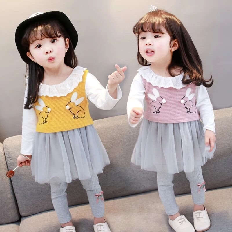 Abbigliamento per bambine primavera autunno maniche lunghe 012-34 anni felpa con cappuccio per neonati tre pezzi versione coreana set per neonati e_voghion.com