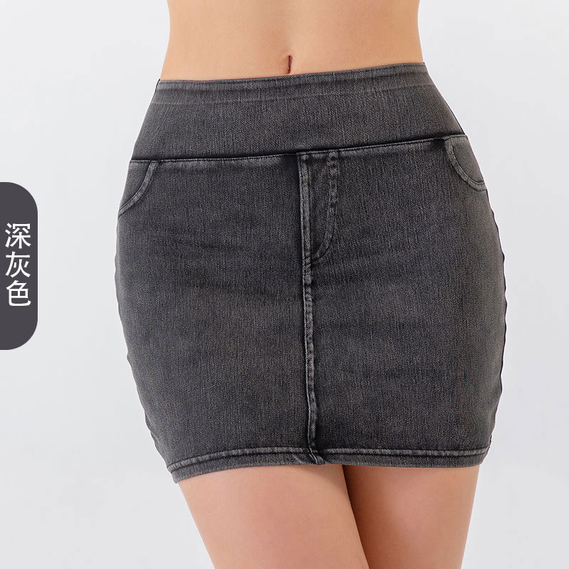 Cross-border para jeans de cintura alta falda de busto, elástico, sexy, abdominal, elevación de caderas, vestimenta de yoga, falda corta