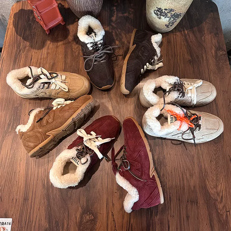 真羊毛阿甘鞋2025冬季新款运动德训鞋女鞋休闲加绒单鞋百搭鞋子女