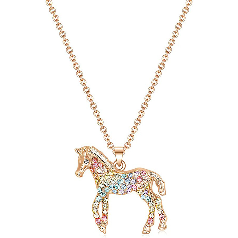 1 Piece Simple Style Horse Alloy Inlay Rhinestones Women's Pendant Necklace display picture 2
