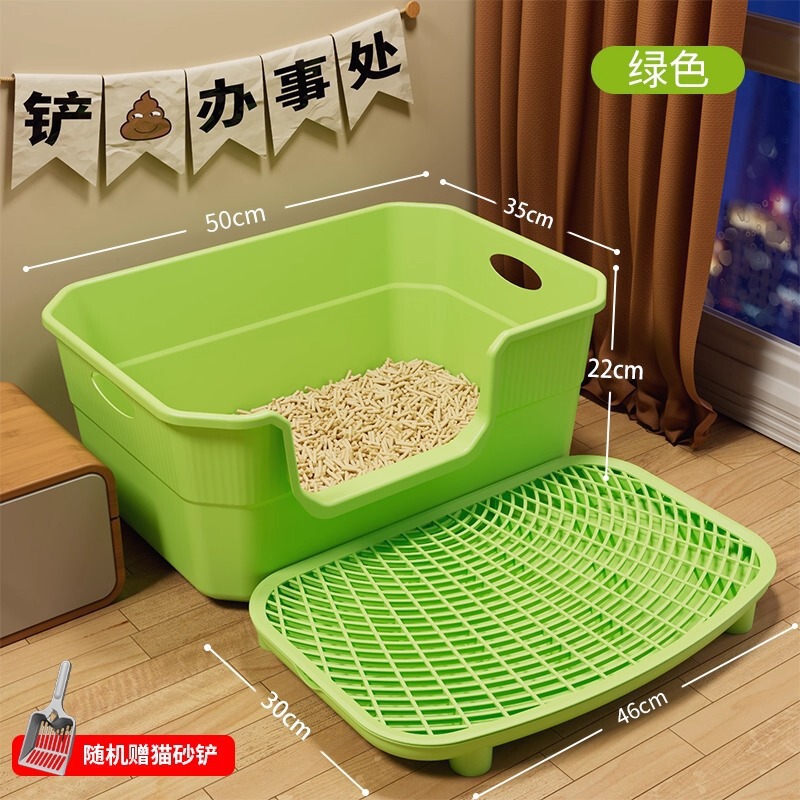 超大号加厚猫砂盆巨大防外溅全开放式半封闭缅因猫沙盆特大猫屎盆|undefined