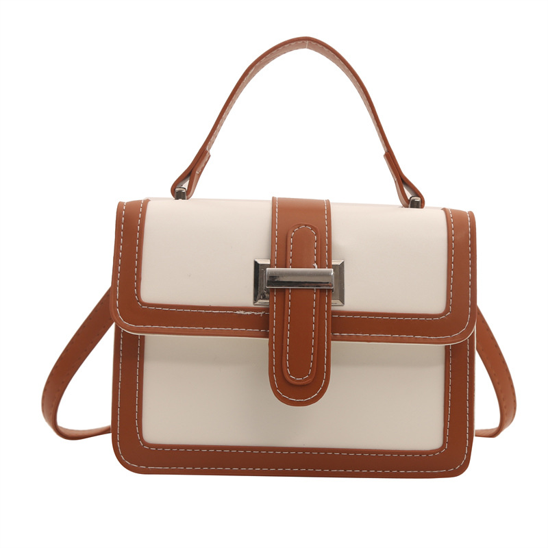 2024 primavera y verano nuevo estilo coreano bolso de mano mujer retro moda de un solo hombro pequeño bolso cuadrado estilo occidental contraste color bandolera