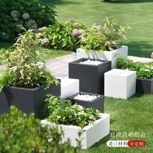 Flower Box Combination Outdoor Courtyard Partition Commercial Office Building Outdoor Combination Outdoor Stainless Steel Flower Pool Square Flower Trough