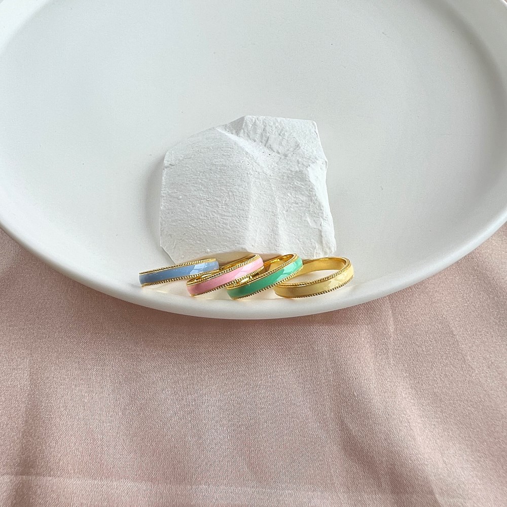 Cute Geometric Sterling Silver Enamel Rings 1 Piece