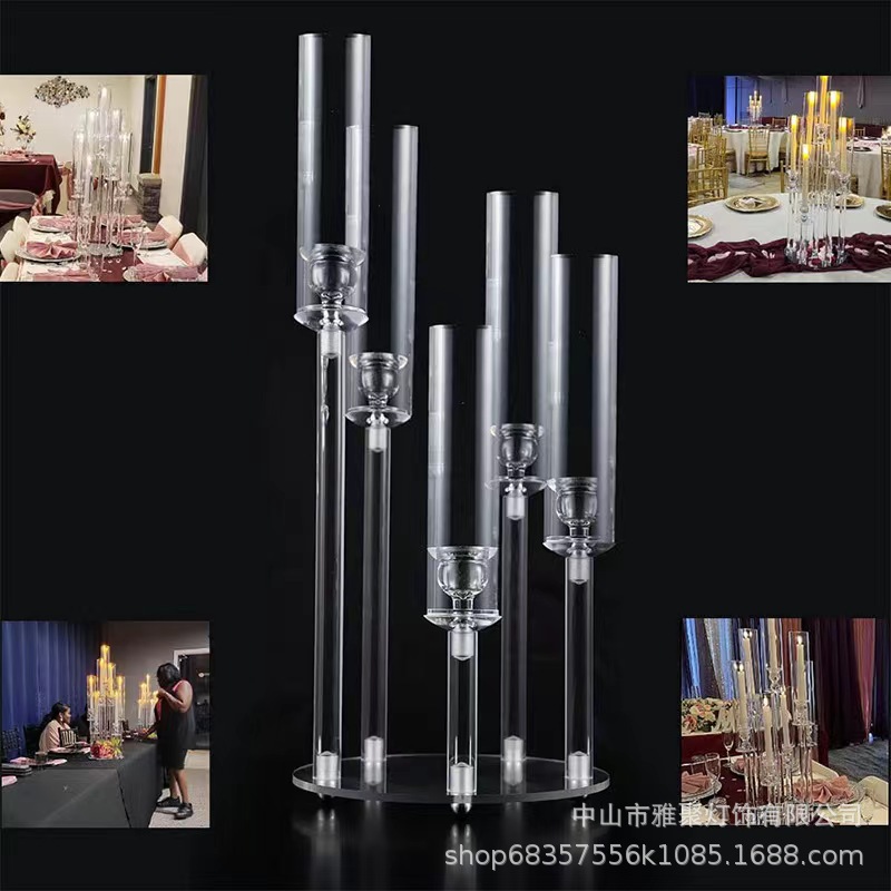 Nueva boda apoyos acrílico candelabro engrosado tubo acrílico totalmente transparente carretera plomo boda etapa decoración adornos