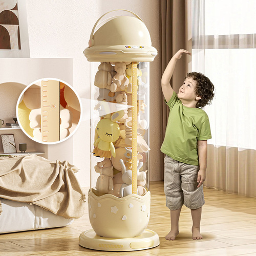 Baby storage bin transparent zipper model plush toy storage household high-quality large capacity storage basket