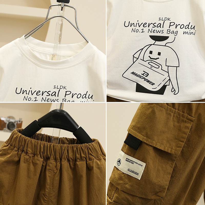 7117 traje de camisa para niños 2025 verano nuevo estilo de moda bebé camisa de manga corta verano para niños traje de tres piezas de moda