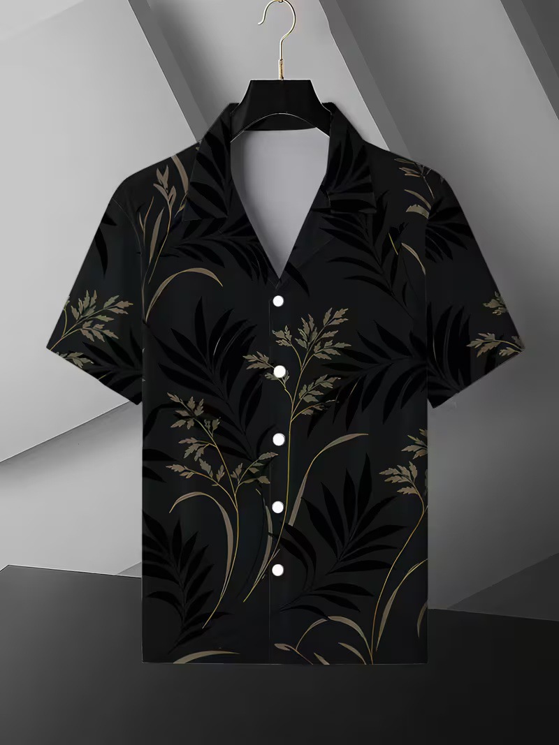 Fuente de fábrica para diseñar camisa hawaiana de hombre impresión de manga corta vacaciones casuales transfronterizas estilo cubano cuello TK