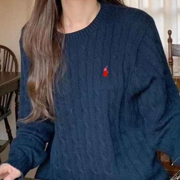25Ss Autumn Ralph Lauren Round Neck Solid Color Pony Embroidered Logo Cable Knit Sweater Unisex 25Ss Autumn Ralph Lauren Round Neck Solid Color Pony Embroidered Logo Cable Knit Sweater Unisex