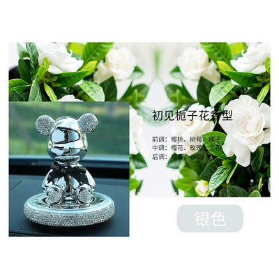 bear ornaments car perfume | Car Perfume Aromatherapy - diamond-encrusted-silver-gardenia-scent