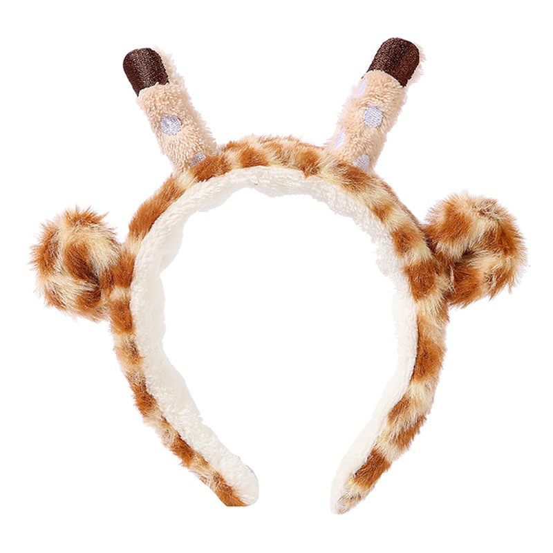 Diseño Original de dibujos animados jirafa diadema lavado de cara lindo banda de pelo de dibujos animados Animal correa de muñeca impermeable