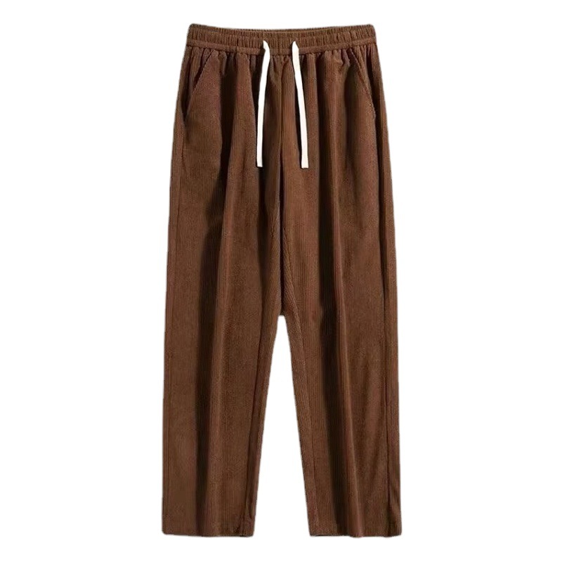 Estilo japonés drapeado marrón pantalones de pana marrón primavera y otoño Pantalones rectos delgados marca de moda Pantalones casuales sueltos hombres