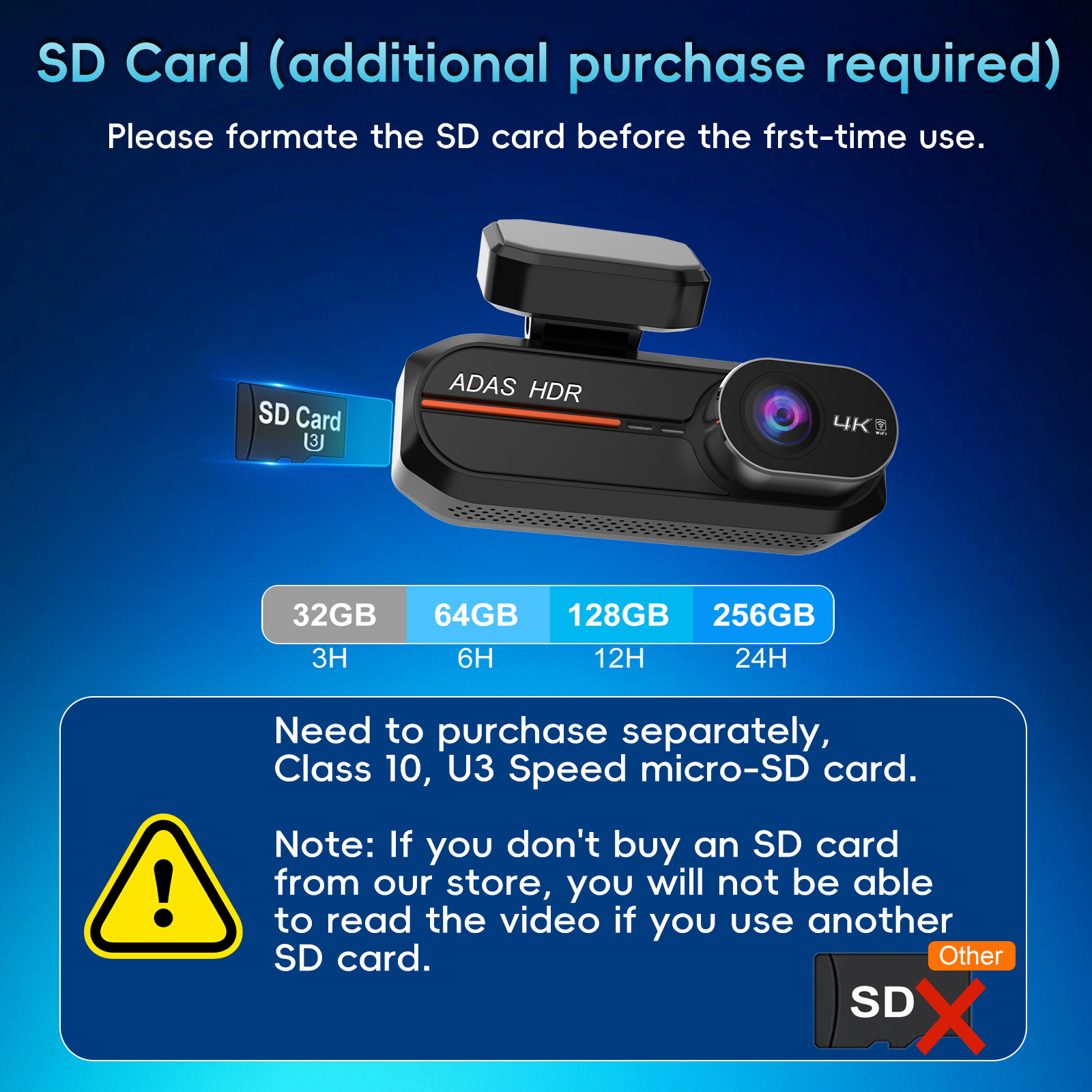 4K+Adas Dual Recording Front and Rear, High-Definition Night Vision, Supports Time-Lapse Recording, Gps Track Tracking, Driving Recorder