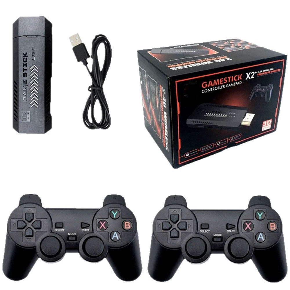 Игровая консоль X2PLUS 64 ГБ, двойные контроллеры, компактный домашний блок 17.45×11.55×11.75 см