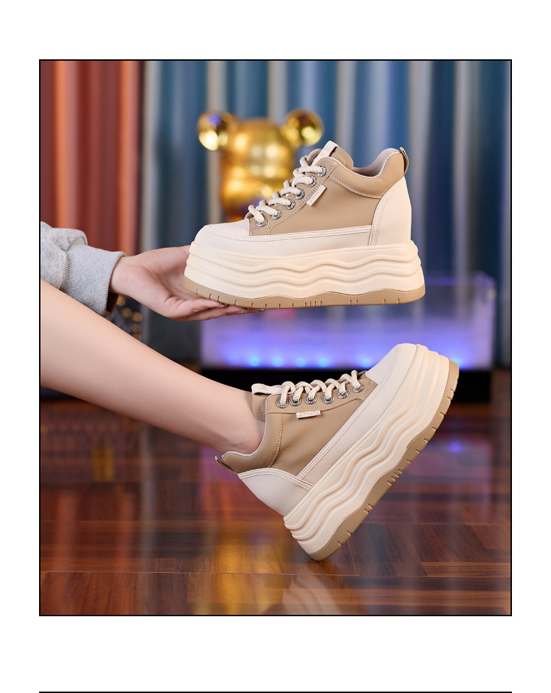 Giày sneaker nữ cổ cao đế dày tăng chiều cao trong — Màu đen chi tiết 17