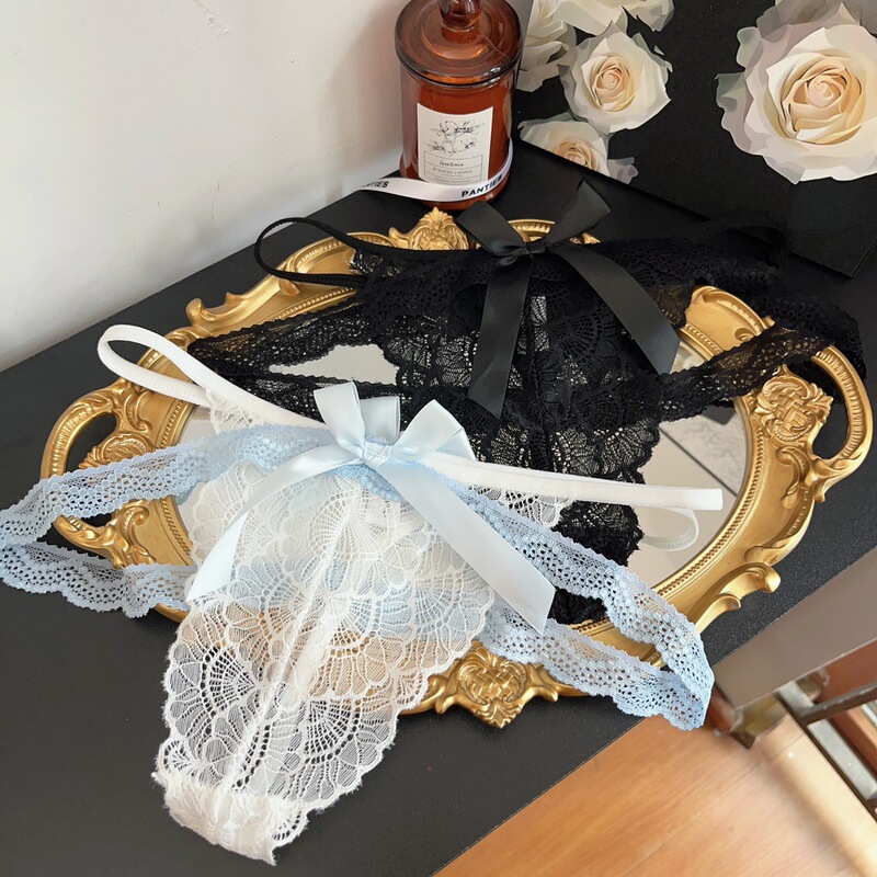 Sweet Sexy Pure Desire Lace Underwear Women's Big Bow Hollow Hanging Waist Strap Strap Girls' G-string Sweet Sexy Pure Desire Lace Underwear Women's Big Bow Hollow Hanging Waist Strap Strap Girls' G-string
