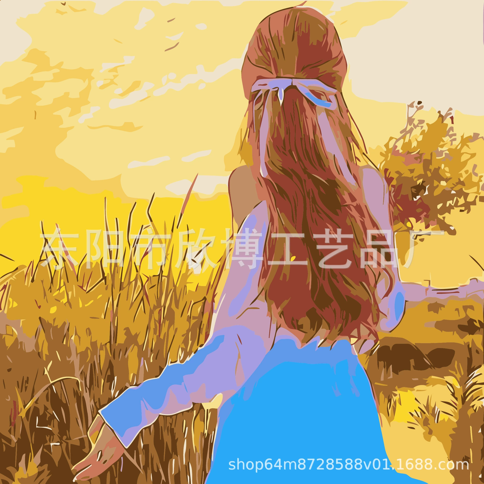 Direct from factory DIY digital oil painting children's hand-painted cartoon coloring stress relief 20*20 landscape floral oil painting