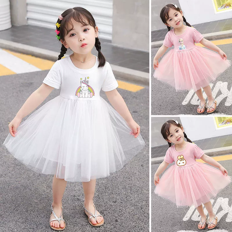 Платья для девочек, летние платья, новые модные платья принцессы Эльзы, детские сказочные сетчатые платья, супер милые юбки, детская одежда