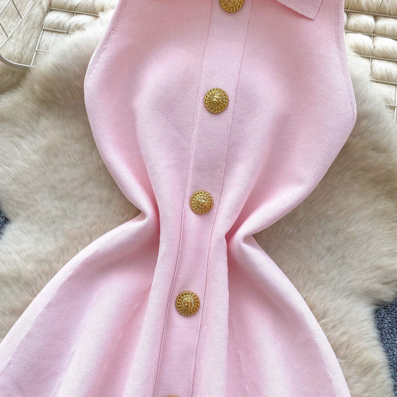 2026 Spring New Style Vest Knit Dress, Sleeveless, Waist Cinching, A Line Skirt, Suitable For Petite Figures, Perfect As An Inner Layer Dress_ecoleips.com