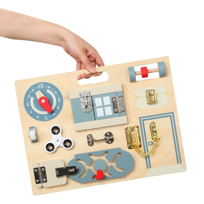 Educación temprana de los niños habilidades para la vida de madera tablero ocupado atado cordones de los zapatos ejercicio práctico habilidad-habilidades para la vida Juguetes