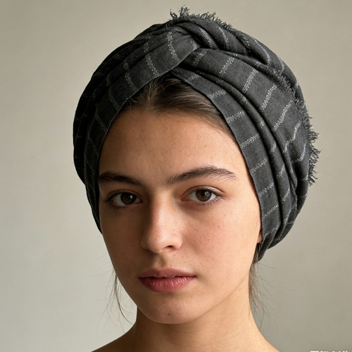 Korean-style atmospheric silver-thread striped scarf—perfect for all four seasons, great for travel and vacations, offers sun protection, comes with headscarf options.