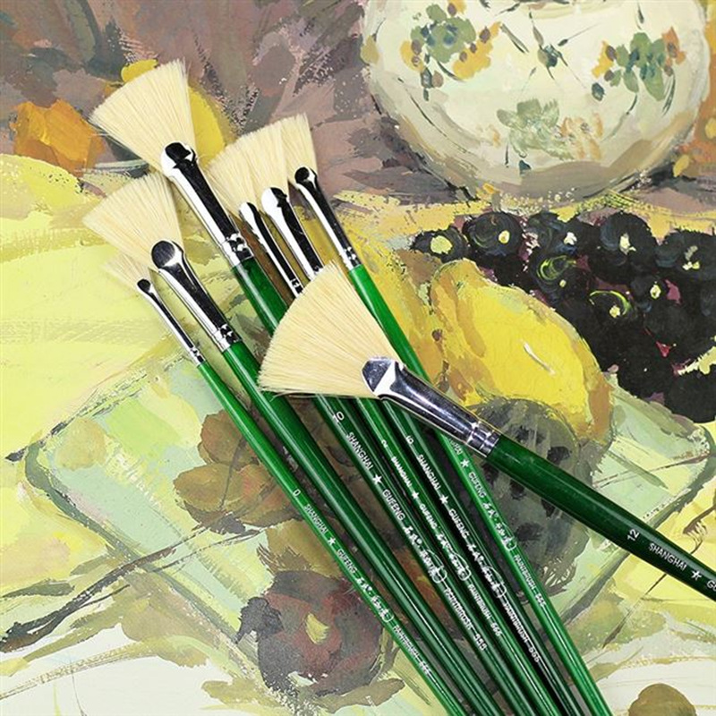 Picasso Fan pen green Zhumao Oil Painting Bristles brush Watercolor Water chalk Brush Pen suit