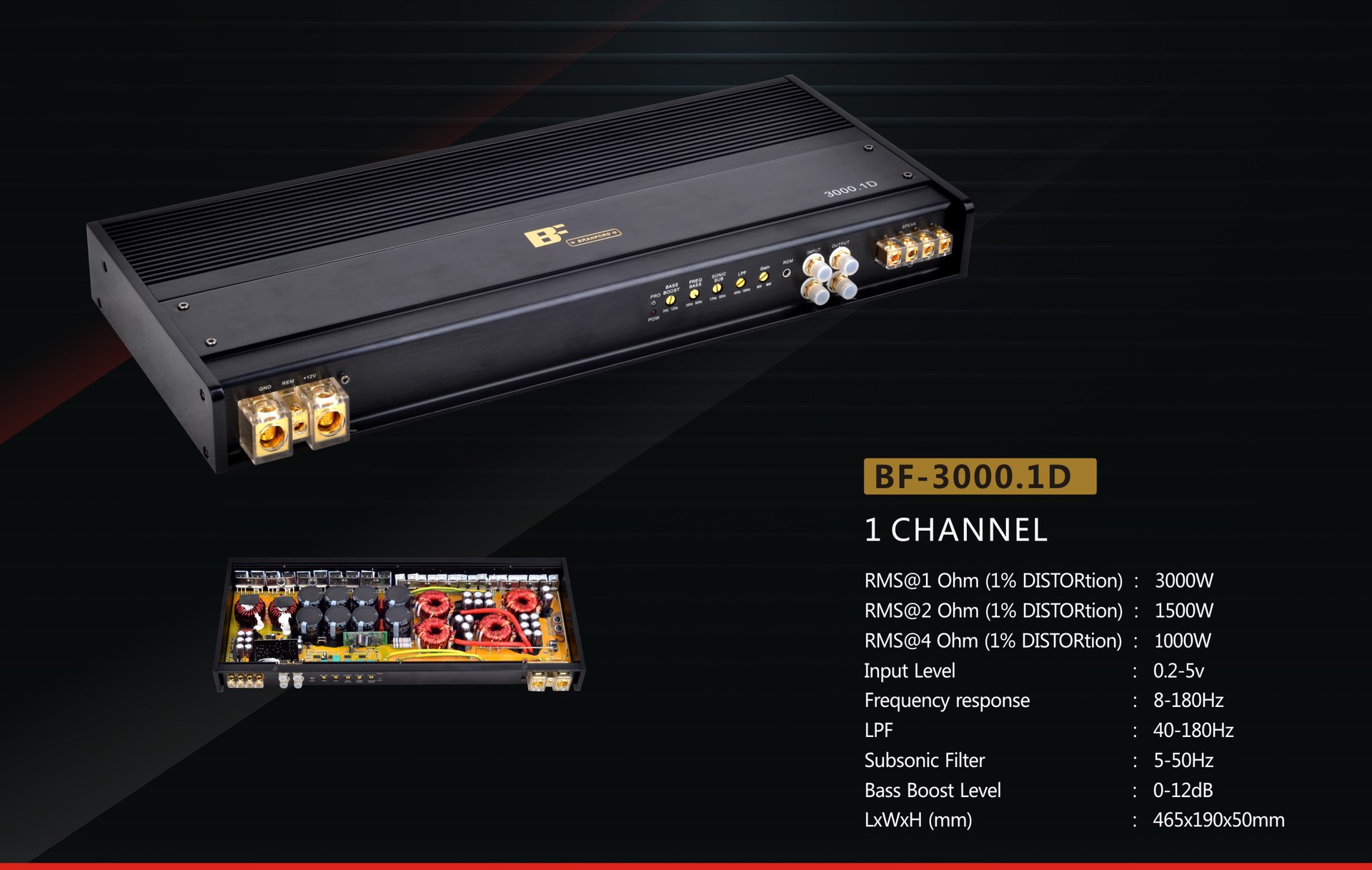 2026 Model Digital 3000.1D Class Mono Bass Amplifier/Car Audio/High-Fidelity Bass Amplifier