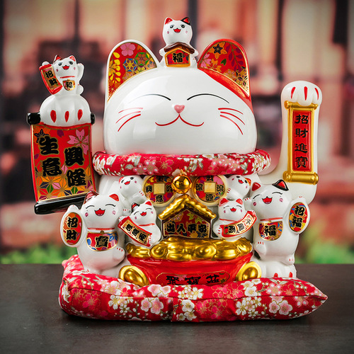 Lucky Cat Ornament Opening Business is Prosperous Large Automatic Hand Waving Front Desk Home Living Room Decoration Lucky Cat Gift