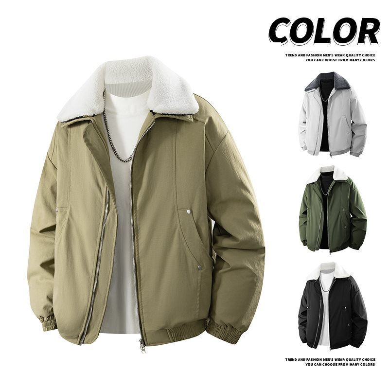 Popular Autumn and Winter Cotton Jacket for Men 2025 New American Pilot Lapel Plus Cotton Thickened Jacket Men's Casual Loose