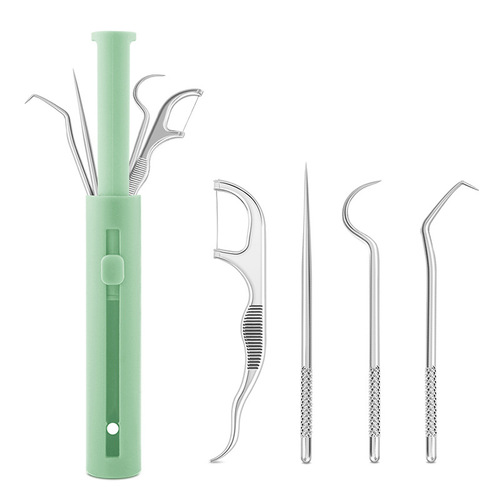 Manufacturer 304 stainless steel toothpick set dental floss metal picking needle tooth care cleaning tool