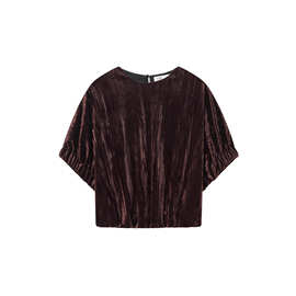 跨境欧美风 外贸批发复古风高级感气球版型天鹅绒短款上衣9016871