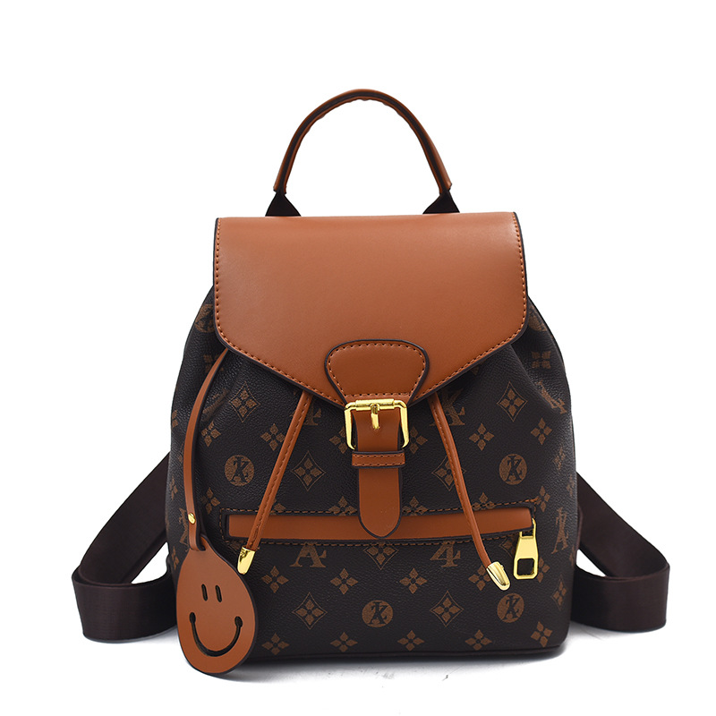 Mochila retro para mujer, mochila de color de contraste de gran capacidad para todo fósforo 2024 nuevo bolso de mujer estampado de alto valor de moda europea y americana