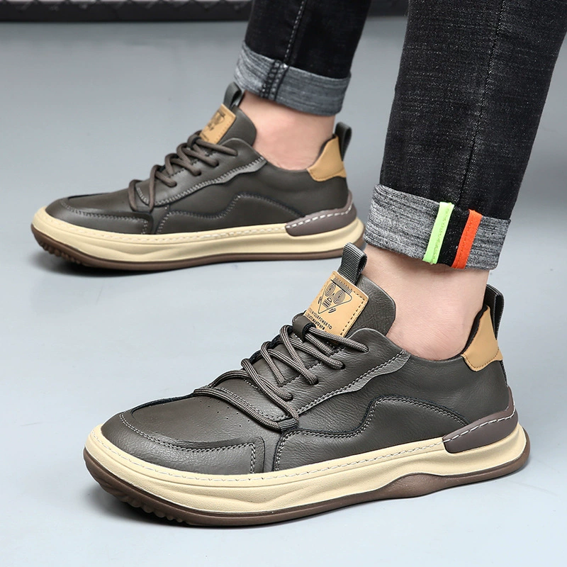МужскиеSneakers из натуральной кожи, дышащий дезодорированный дизайн, плюс размеры (37–47)