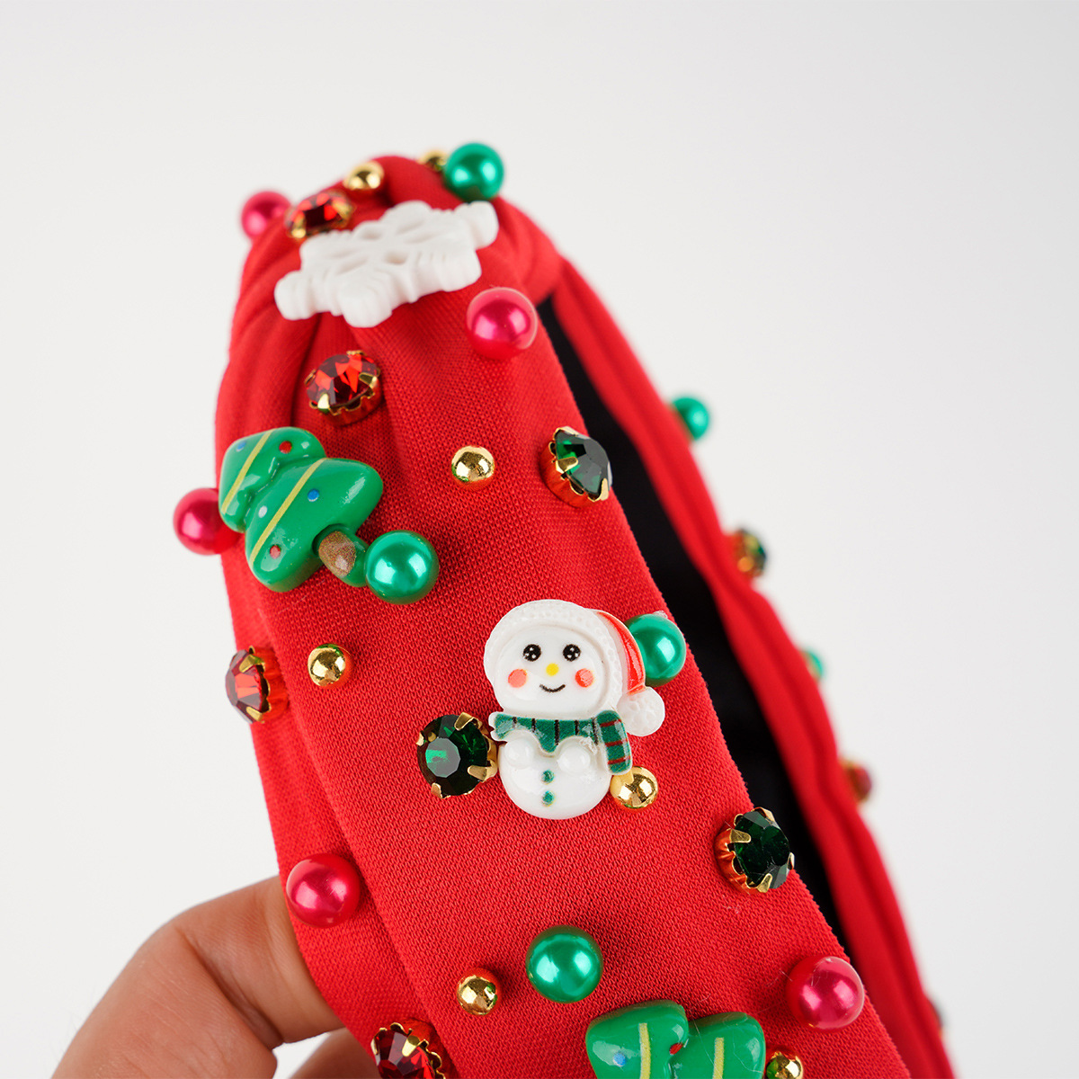 Kerst haarband met knoop versierd met strass en parels_voghion.com