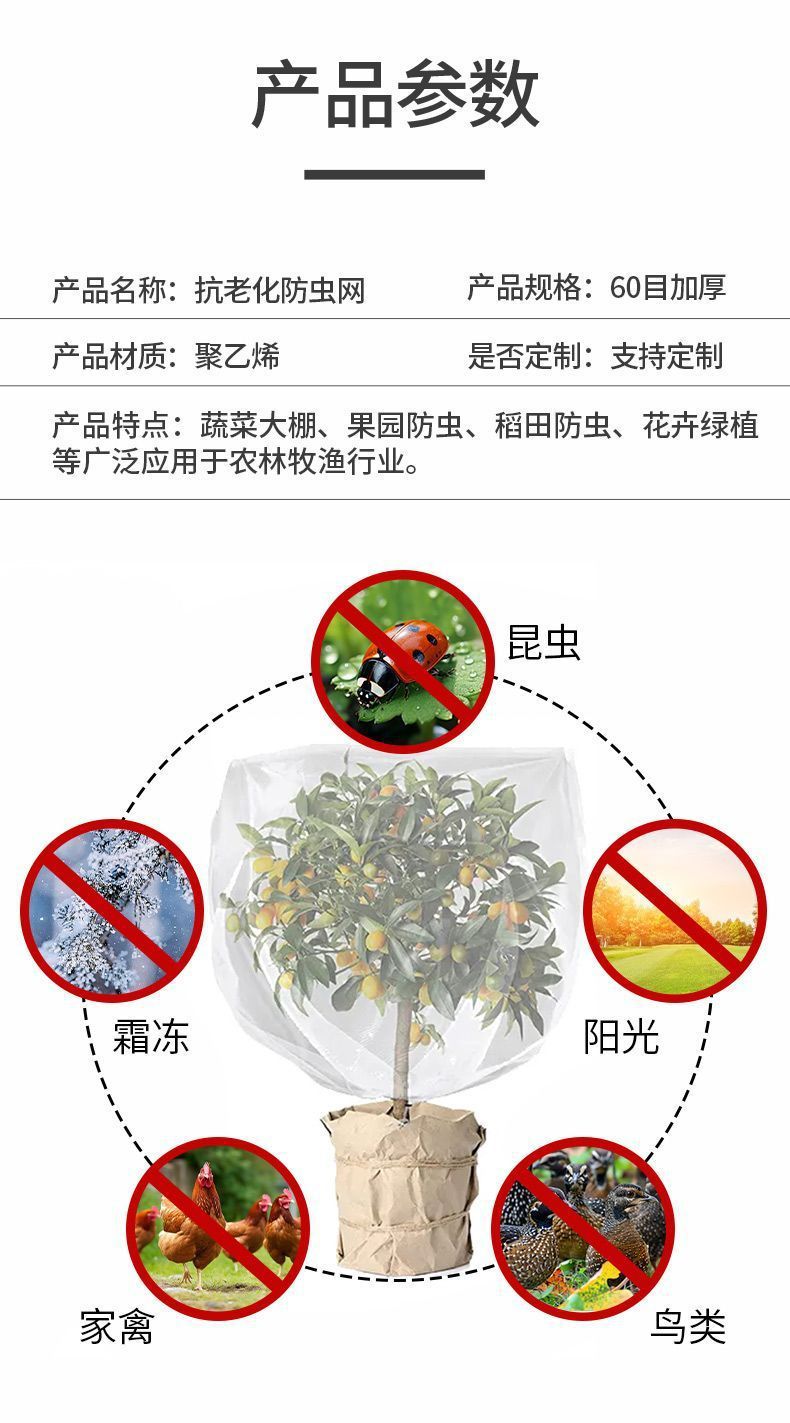 Fruit tree bird-proof net cover, fruit tree lotus pod bird-proof and insect-proof net cover, suitable for Jiabao, loquat, cherry, blueberry orchards and potted plants