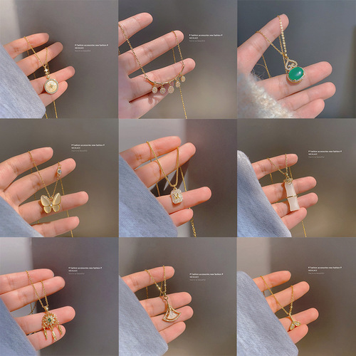 Ins style versatile titanium steel necklace women's niche design high-end temperament clavicle chain Internet celebrity butterfly accessories wholesale