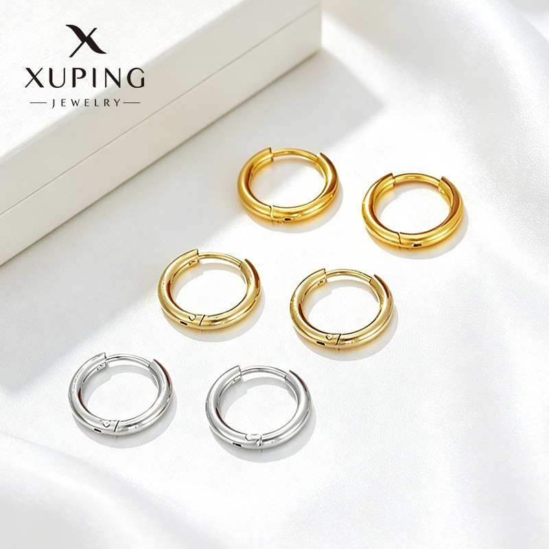 Xuping acero inoxidable geometría círculo auriculares clásicos diarios fáciles de poner en Europa y América transfronterizos temperamento simple pendientes al por mayor mujeres