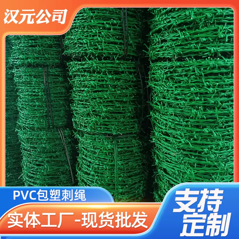 水库防护PVC包塑刺丝水源地裹塑刺绳隔离网涂塑刺铁丝包胶刺钢丝