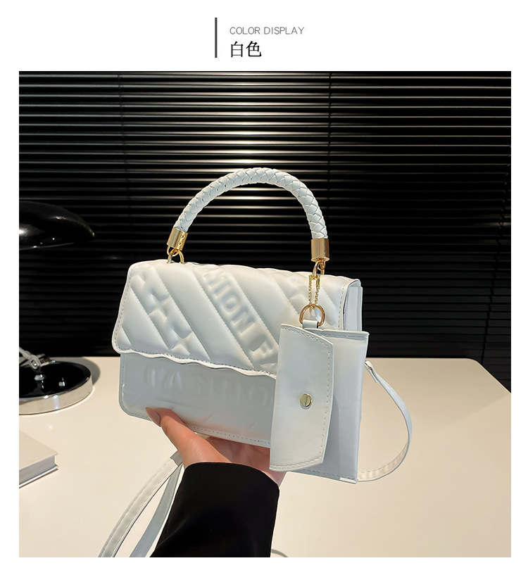 Ladies' candy-colored stylish handbag, 2024 autumn new ins single-shoulder crossbody bag, stylish embossed small square bag undefined